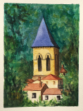 Le clocher dans la verdure